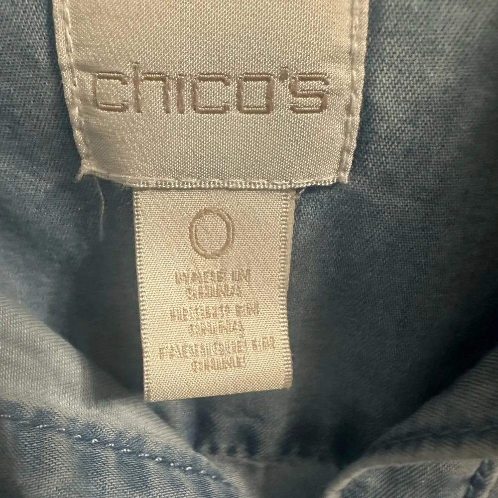 Chico's Light Blue Denim Shirt with Embellishments - Picture 3 of 7